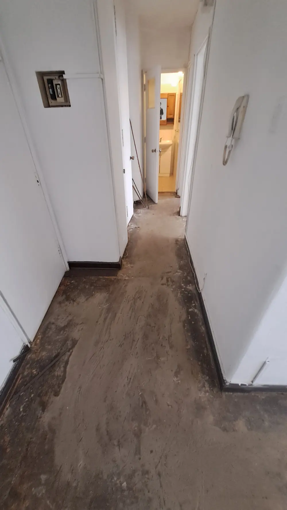 Pasillo con la alfombra ya retirada